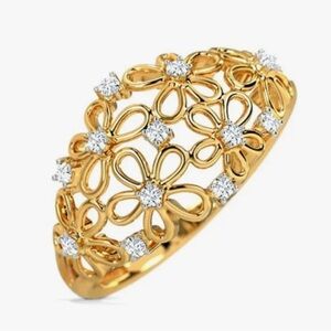 NEW Gold Tone Rhinestone Flower Ring Size 7